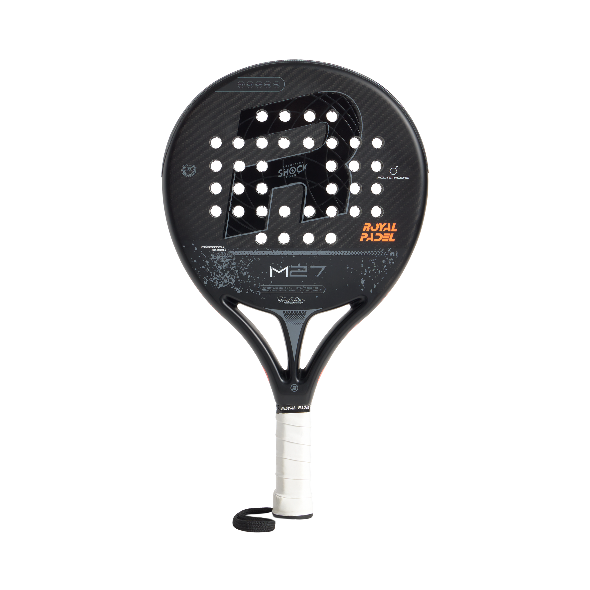 Royal Padel M27 Poly 2026 Padel Schläger Carbon Control schwarz frontal