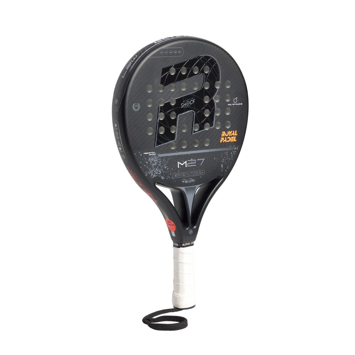 Royal Padel M27 Poly 2026 Padel Schläger Carbon Control schwarz Seitenansicht