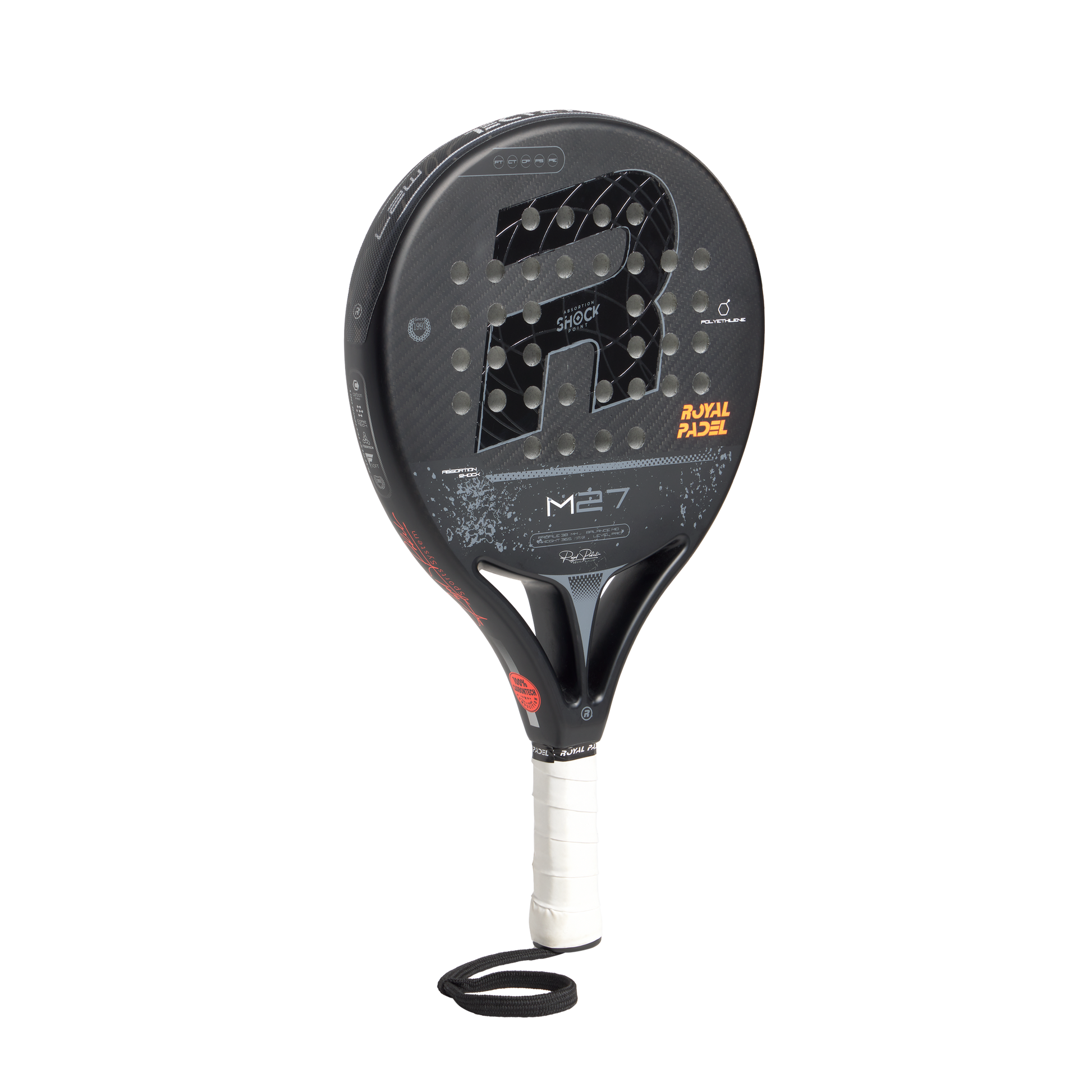 Royal Padel M27 Poly 2026 Padel Schläger Carbon Control schwarz Seitenansicht