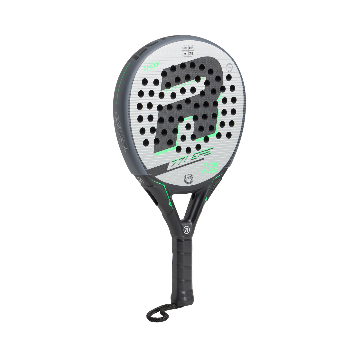 Royal Padel EFE Extreme 2026 Padel Schläger Carbon Allround grau grün Seitenansicht
