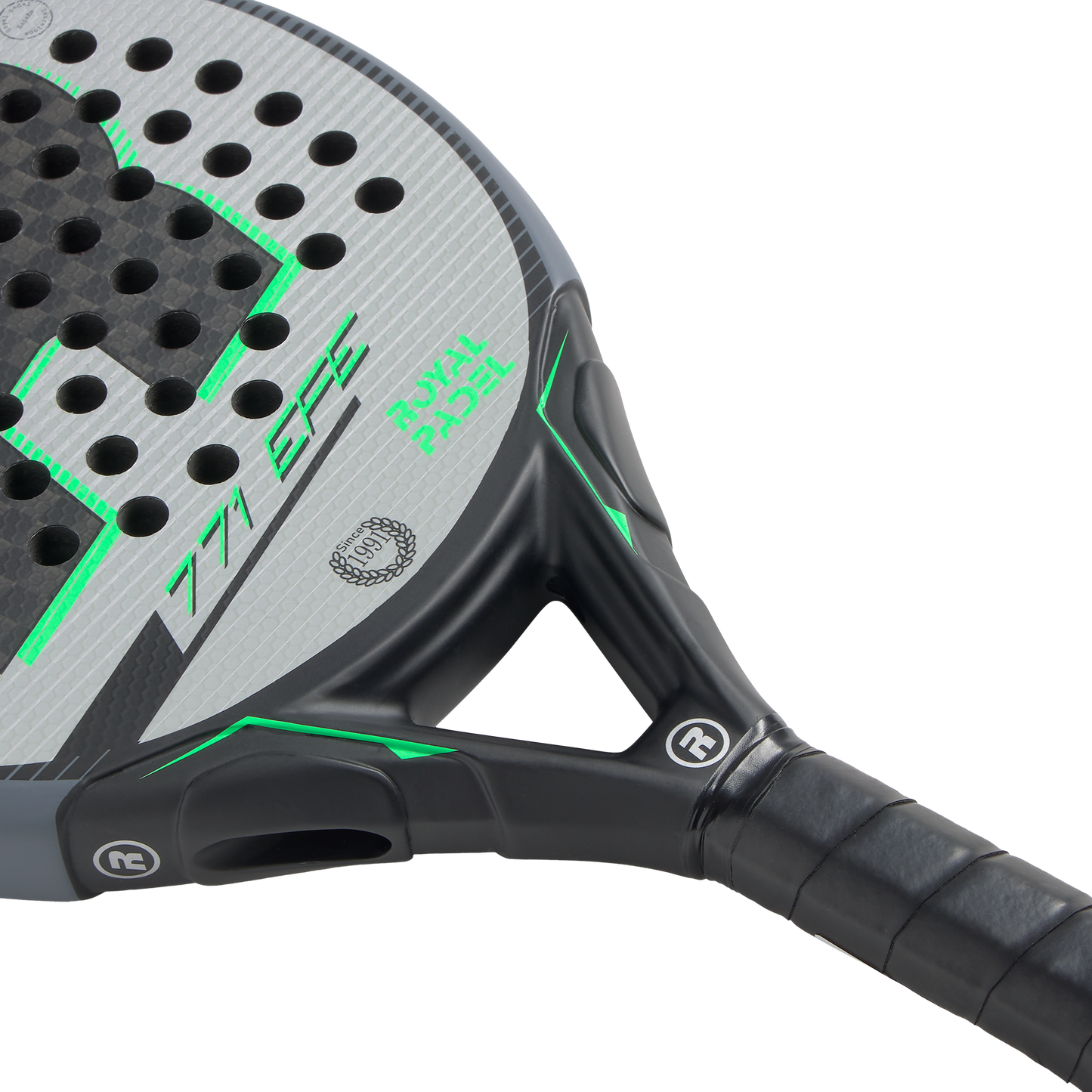 Royal Padel EFE Extreme 2026 Padel Schläger Carbon Oberfläche Detail grau grün