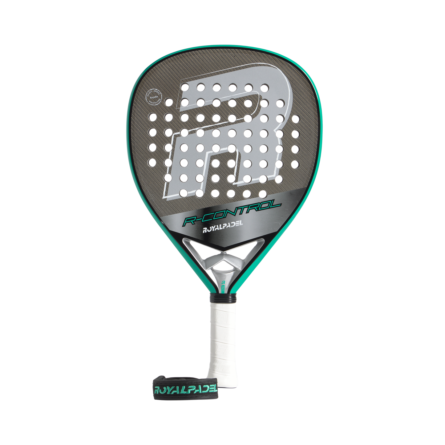 Royal Padel R-Control 2026 Padel Schläger Carbon Control grau grün frontal