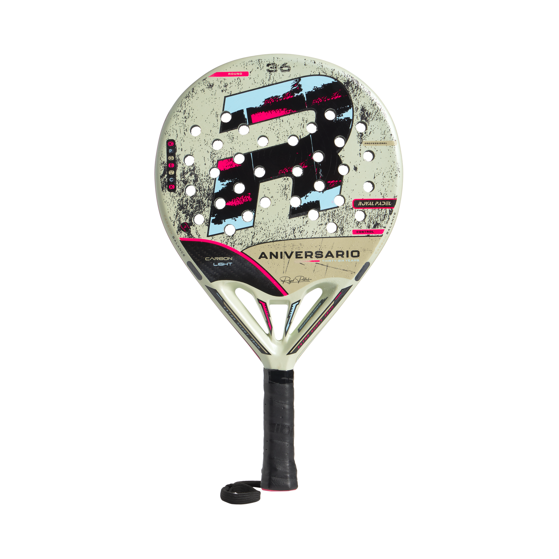 Royal Padel 36 Aniversario Light 2026 Padel Schläger Carbon Control weiss frontal