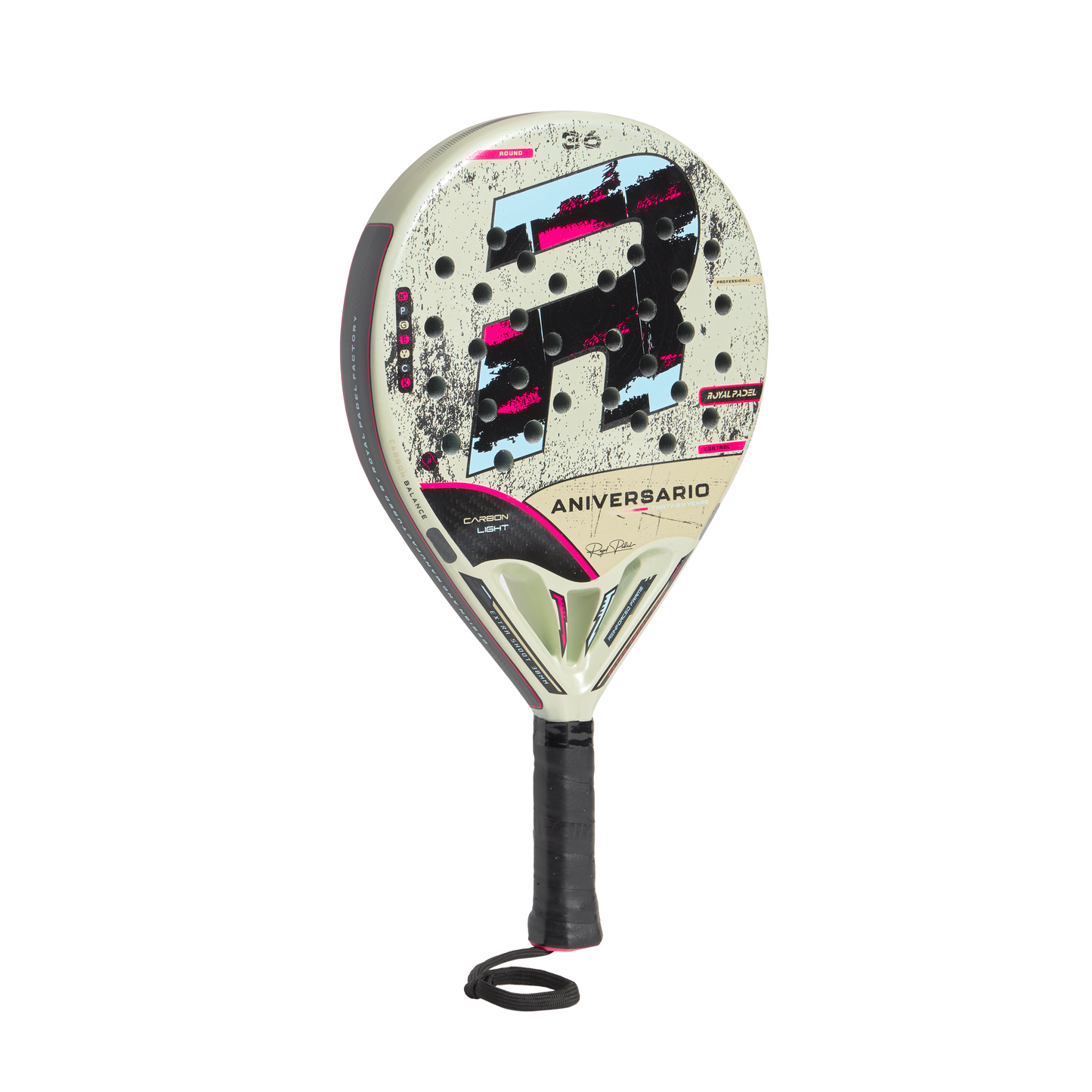 Royal Padel 36 Aniversario Light 2026 Padel Schläger Carbon Control weiss Seitenansicht
