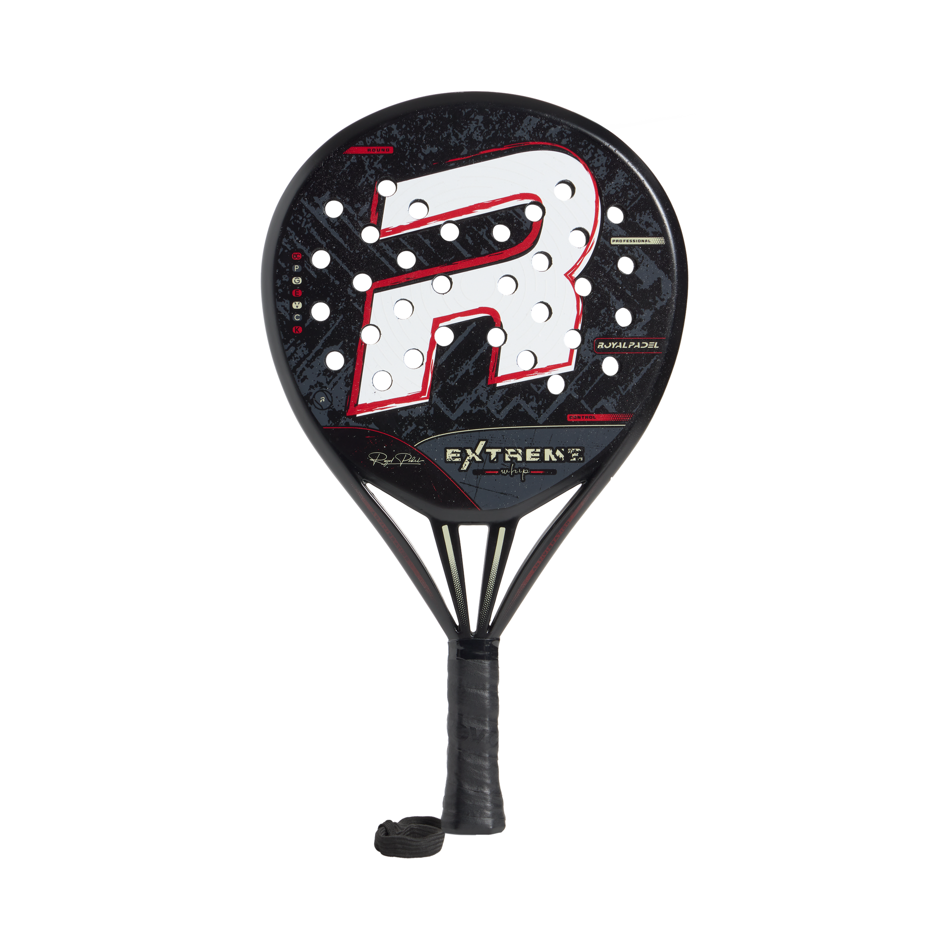 Royal Padel Whip Extreme 2026 Padel Schläger Carbon Control schwarz rot frontal