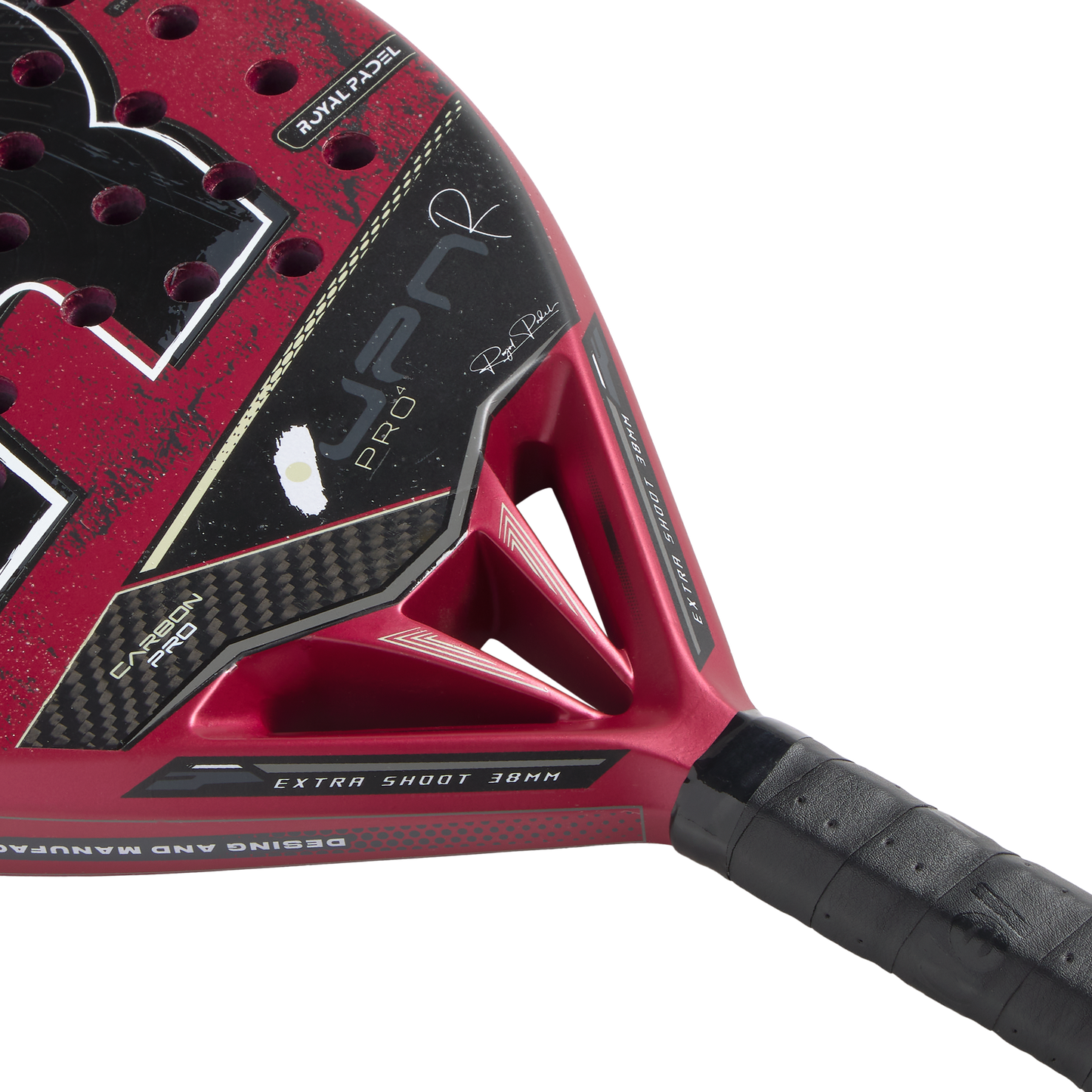 Royal Padel JPN Pro Red 2026 Padel Schläger Carbon Oberfläche Detail rot