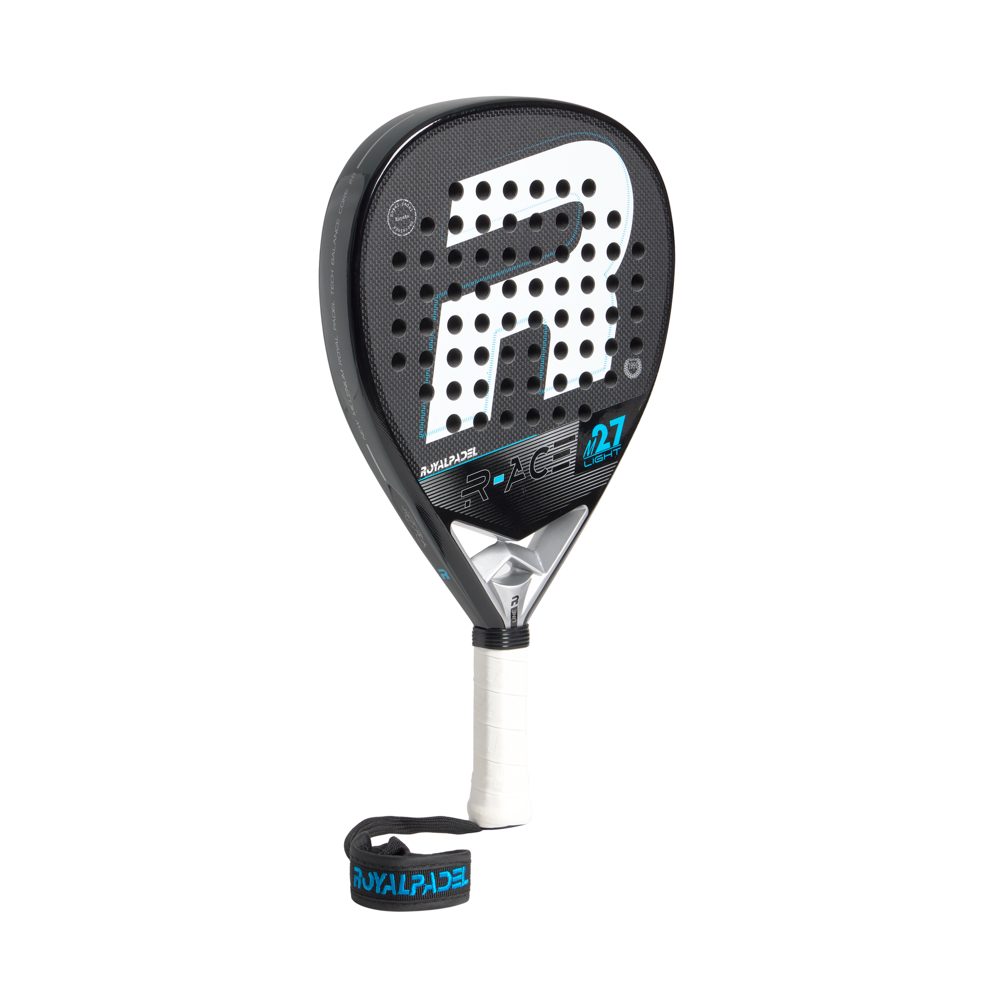 Royal Padel R-Ace Light 2026 Padel Schläger Carbon Power schwarz blau Seitenansicht