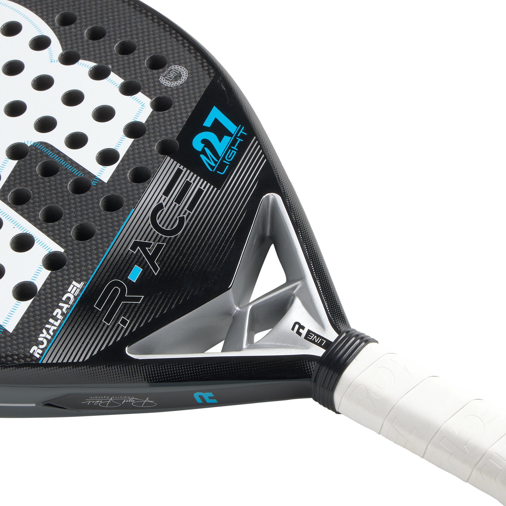 Royal Padel R-Ace Light 2026 Padel Schläger Carbon Oberfläche Detail schwarz blau